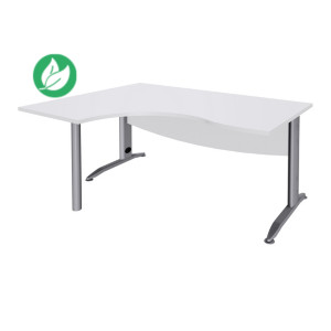 Bureau compact retour à gauche Activity Métal - L.160 x P.120 cm - Plateau Blanc - Pieds L Aluminium