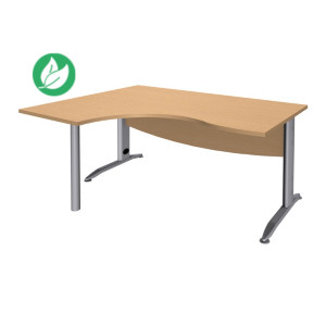 Bureau compact retour à gauche Activity Métal - L.160 x P.120 cm - Plateau Hêtre - Pieds L Aluminium Bureau compact retour à gauche Activity Métal - L.160 x P.120 cm - Plateau Hêtre - Pieds L Aluminium