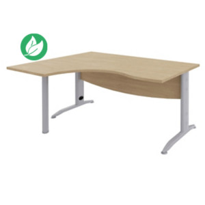 Bureau compact retour à gauche Activity Métal 2 - L.160 x P.120 cm - Plateau Chêne clair - Pieds L Aluminium Bureau compact retour à gauche Activity Métal 2 - L.160 x P.120 cm - Plateau Chêne clair - Pieds L Aluminium