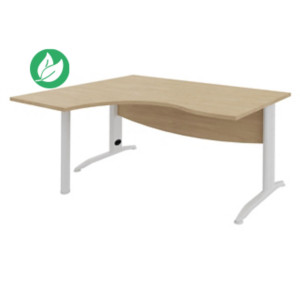 Bureau compact retour à gauche Activity Métal 2 - L.160 x P.120 cm - Plateau Chêne clair - Pieds L Blanc