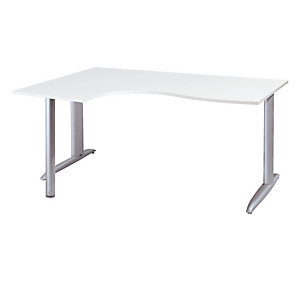 Bureau compact retour Ă gauche Actual - L.160 x P.120 cm - Plateau Blanc - Pieds L Aluminium