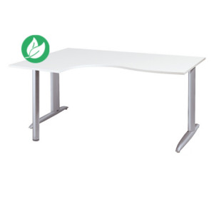 Bureau compact retour à gauche Actual - L.160 x P.120 cm - Plateau Blanc - Pieds L Aluminium