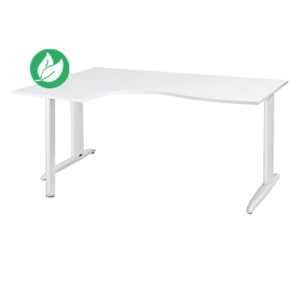 Bureau compact retour à gauche Actual - L.160 x P.120 cm - Plateau Blanc - Pieds L Blanc