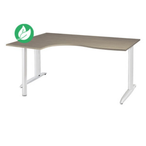 Bureau compact retour à gauche Actual - L.160 x P.120 cm - Plateau Chêne grisé - Pieds L Blanc Bureau compact retour à gauche Actual - L.160 x P.120 cm - Plateau Chêne grisé - Pieds L Blanc