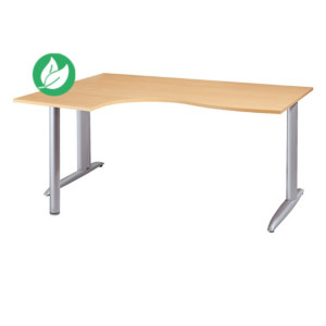 Bureau compact retour à gauche Actual - L.160 x P.120 cm - Plateau Chêne - Pieds L Aluminium Bureau compact retour à gauche Actual - L.160 x P.120 cm - Plateau Chêne - Pieds L Aluminium