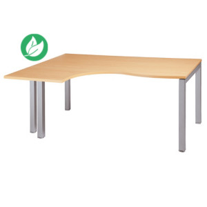 Bureau compact retour à gauche Actual - L.160 x P.120 cm - Plateau Hêtre - 4 pieds Aluminium Bureau compact retour à gauche Actual - L.160 x P.120 cm - Plateau Hêtre - 4 pieds Aluminium