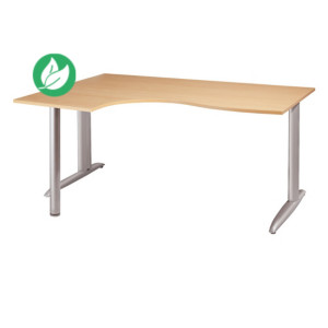 Bureau compact retour à gauche Actual - L.160 x P.120 cm - Plateau Hêtre - Pieds L Aluminium Bureau compact retour à gauche Actual - L.160 x P.120 cm - Plateau Hêtre - Pieds L Aluminium