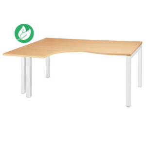 Bureau compact retour à gauche Actual - L.180 x P.120 cm - Plateau Chêne - 4 pieds Blanc Bureau compact retour à gauche Actual - L.180 x P.120 cm - Plateau Chêne - 4 pieds Blanc