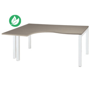 Bureau compact retour à gauche Actual - L.180 x P.120 cm - Plateau Chêne grisé - 4 pieds Métal Aluminium Bureau compact retour à gauche Actual - L.180 x P.120 cm - Plateau Chêne grisé - 4 pieds Métal Aluminium