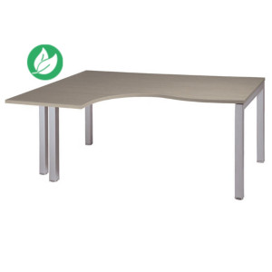 Bureau compact retour à gauche Actual - L.180 x P.120 cm - Plateau Chêne grisé - 4 pieds Métal Blanc Bureau compact retour à gauche Actual - L.180 x P.120 cm - Plateau Chêne grisé - 4 pieds Métal Blanc