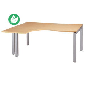 Bureau compact retour à gauche Actual - L.180 x P.120 cm - Plateau Hêtre - 4 pieds Aluminium Bureau compact retour à gauche Actual - L.180 x P.120 cm - Plateau Hêtre - 4 pieds Aluminium