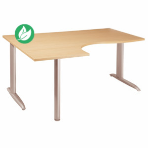 Bureau compact retour à gauche Actual - L.180 x P.120 cm - Plateau Hêtre - Pieds L Aluminium Bureau compact retour à gauche Actual - L.180 x P.120 cm - Plateau Hêtre - Pieds L Aluminium