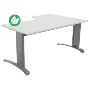 Bureau compact retour à gauche Biospace - L.160 x P.110 cm - Plateau Blanc - Pieds Aluminium - Embases Aluminium Bureau compact retour à gauche Biospace - L.160 x P.110 cm - Plateau Blanc - Pieds Aluminium - Embases Aluminium