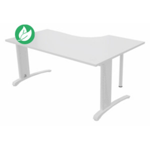 Bureau compact retour à gauche Biospace - L.160 x P.110 cm - Plateau Blanc - Pieds Blanc - Embases Blanc Bureau compact retour à gauche Biospace - L.160 x P.110 cm - Plateau Blanc - Pieds Blanc - Embases Blanc