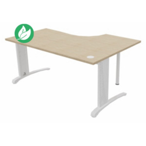 Bureau compact retour à gauche Biospace - L.160 x P.110 cm - Plateau Chêne - Pieds Blanc - Embases Blanc Bureau compact retour à gauche Biospace - L.160 x P.110 cm - Plateau Chêne - Pieds Blanc - Embases Blanc