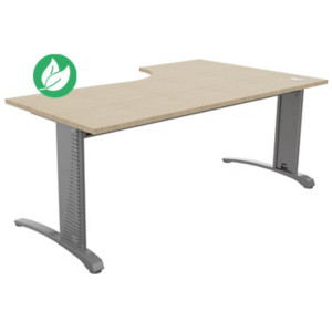 Bureau compact retour à gauche Biospace - L.180 x P.110 cm - Plateau Chêne - Pieds Aluminium - Embases Aluminium Bureau compact retour à gauche Biospace - L.180 x P.110 cm - Plateau Chêne - Pieds Aluminium - Embases Aluminium