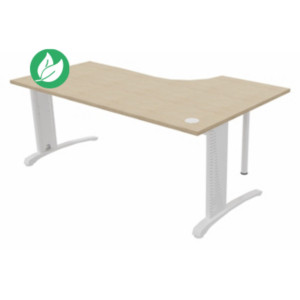 Bureau compact retour à gauche Biospace - L.180 x P.110 cm - Plateau Chêne - Pieds Blanc - Embases Blanc Bureau compact retour à gauche Biospace - L.180 x P.110 cm - Plateau Chêne - Pieds Blanc - Embases Blanc