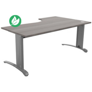Bureau compact retour à gauche Biospace - L.180 x P.110 cm - Plateau Cèdre - Pieds Aluminium - Embases Aluminium Bureau compact retour à gauche Biospace - L.180 x P.110 cm - Plateau Cèdre - Pieds Aluminium - Embases Aluminium