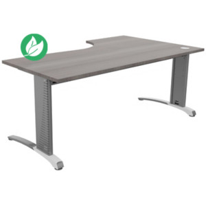 Bureau compact retour à gauche Biospace - L.180 x P.110 cm - Plateau Cèdre - Pieds Aluminium - Embases Blanc Bureau compact retour à gauche Biospace - L.180 x P.110 cm - Plateau Cèdre - Pieds Aluminium - Embases Blanc