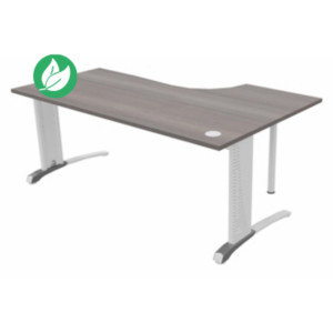 Bureau compact retour à gauche Biospace - L.180 x P.110 cm - Plateau Cèdre - Pieds Blanc - Embases Aluminium Bureau compact retour à gauche Biospace - L.180 x P.110 cm - Plateau Cèdre - Pieds Blanc - Embases Aluminium