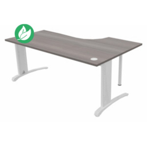 Bureau compact retour à gauche Biospace - L.180 x P.110 cm - Plateau Cèdre - Pieds Blanc - Embases Blanc Bureau compact retour à gauche Biospace - L.180 x P.110 cm - Plateau Cèdre - Pieds Blanc - Embases Blanc