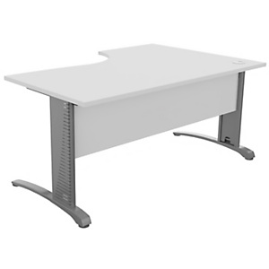 Bureau compact retour Ă gauche Biospace avec voile de fond - L.160 x P.110 cm - Plateau Blanc - Pied