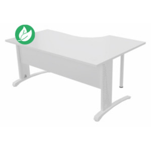 Bureau compact retour à gauche Biospace avec voile de fond - L.160 x P.110 cm - Plateau Blanc - Pieds Blanc - Embases Blanc Bureau compact retour à gauche Biospace avec voile de fond - L.160 x P.110 cm - Plateau Blanc - Pieds Blanc - Embases Blanc