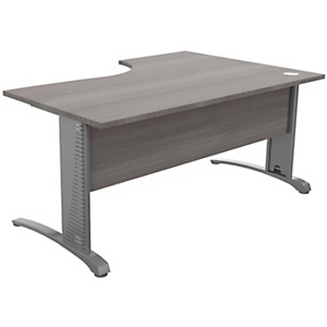 Bureau compact retour Ă gauche Biospace avec voile de fond - L.160 x P.110 cm - Plateau CĂšdre - Pied