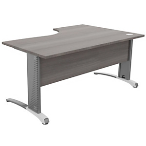 Bureau compact retour Ă gauche Biospace avec voile de fond - L.160 x P.110 cm - Plateau CĂšdre - Pied