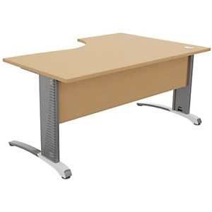 Bureau compact retour Ă gauche Biospace avec voile de fond - L.160 x P.110 cm - Plateau HĂȘtre - Pied