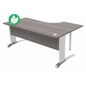 Bureau compact retour à gauche Biospace avec voile de fond - L.180 x P.110 cm - Plateau Cèdre - Pieds Blanc - Embases Aluminium Bureau compact retour à gauche Biospace avec voile de fond - L.180 x P.110 cm - Plateau Cèdre - Pieds Blanc - Embases Aluminium