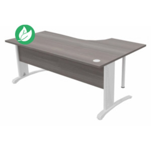 Bureau compact retour à gauche Biospace avec voile de fond - L.180 x P.110 cm - Plateau Cèdre - Pieds Blanc - Embases Blanc Bureau compact retour à gauche Biospace avec voile de fond - L.180 x P.110 cm - Plateau Cèdre - Pieds Blanc - Embases Blanc