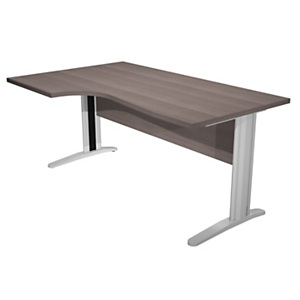 Bureau compact retour à gauche Pronto Prestige - L.160 x P.100 cm - Plateau Cendre - Pieds L Chrome Bureau compact retour à gauche Pronto Prestige - L.160 x P.100 cm - Plateau Cendre - Pieds L Chrome