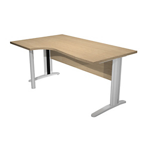 Bureau compact retour à gauche Pronto Prestige - L.160 x P.100 cm - Plateau Chêne - Pieds L Chrome Bureau compact retour à gauche Pronto Prestige - L.160 x P.100 cm - Plateau Chêne - Pieds L Chrome
