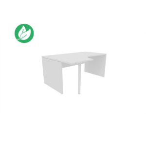 Bureau compact retour à gauche Évolution - L.160 x P.110 cm - Plateau Blanc - Pieds pleins Blanc Bureau compact retour à gauche Évolution - L.160 x P.110 cm - Plateau Blanc - Pieds pleins Blanc