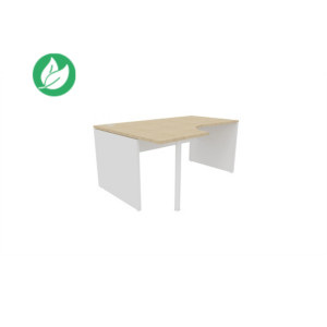 Bureau compact retour à gauche Évolution - L.160 x P.110 cm - Plateau Chêne - Pieds pleins Blanc Bureau compact retour à gauche Évolution - L.160 x P.110 cm - Plateau Chêne - Pieds pleins Blanc