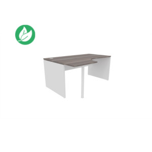 Bureau compact retour à gauche Évolution - L.160 x P.110 cm - Plateau Cèdre - Pieds pleins Blanc Bureau compact retour à gauche Évolution - L.160 x P.110 cm - Plateau Cèdre - Pieds pleins Blanc