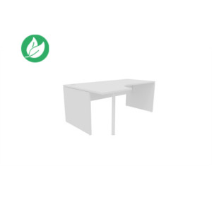 Bureau compact retour à gauche Évolution - L.180 x P.110 cm - Plateau Blanc - Pieds pleins Blanc Bureau compact retour à gauche Évolution - L.180 x P.110 cm - Plateau Blanc - Pieds pleins Blanc