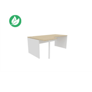 Bureau compact retour à gauche Évolution - L.180 x P.110 cm - Plateau Chêne - Pieds pleins Blanc Bureau compact retour à gauche Évolution - L.180 x P.110 cm - Plateau Chêne - Pieds pleins Blanc