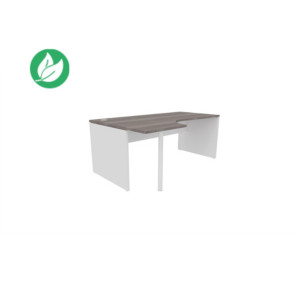 Bureau compact retour à gauche Évolution - L.180 x P.110 cm - Plateau Cèdre - Pieds pleins Blanc Bureau compact retour à gauche Évolution - L.180 x P.110 cm - Plateau Cèdre - Pieds pleins Blanc