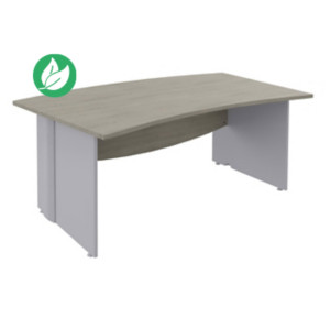 Bureau direction Activity L.180 x P.100 cm - Plateau Chêne gris - Pieds pleins Aluminium