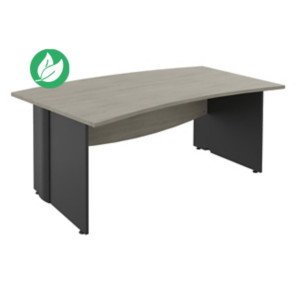 Bureau de direction Activity L.180 x P.100 cm - Plateau Chêne gris - Pieds pleins Anthracite Bureau de direction Activity L.180 x P.100 cm - Plateau Chêne gris - Pieds pleins Anthracite