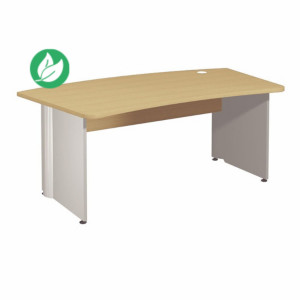 Bureau direction Activity L.180 x P.100 cm - Plateau Hêtre  - Pieds pleins Aluminium