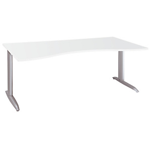 Bureau Direction Actual - L. 180 x P. 90 cm - Plateau Blanc - Pieds L Aluminium