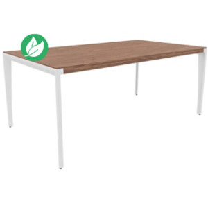 Bureau de direction Arold L.160 x P.100 cm - Placage bois noyer - Piètement métal blanc Bureau de direction Arold L.160 x P.100 cm - Placage bois noyer - Piètement métal blanc