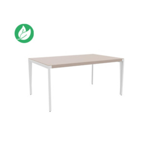 Bureau de direction Arold L.160 x P.100 cm - Placage bois orme gris - Piètement métal blanc Bureau de direction Arold L.160 x P.100 cm - Placage bois orme gris - Piètement métal blanc