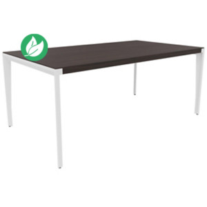 Bureau de direction Arold L.180 x P.100 cm - Placage bois Ebène - Piètement métal blanc Bureau de direction Arold L.180 x P.100 cm - Placage bois Ebène - Piètement métal blanc