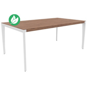 Bureau de direction Arold L.180 x P.100 cm - Placage bois noyer - Piètement métal blanc Bureau de direction Arold L.180 x P.100 cm - Placage bois noyer - Piètement métal blanc