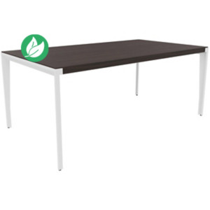 Bureau de direction Arold L.200 x P.100 cm - Placage bois Ebène - Piètement métal blanc Bureau de direction Arold L.200 x P.100 cm - Placage bois Ebène - Piètement métal blanc