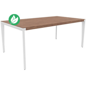 Bureau de direction Arold L.200 x P.100 cm - Placage bois noyer - Piètement métal blanc Bureau de direction Arold L.200 x P.100 cm - Placage bois noyer - Piètement métal blanc
